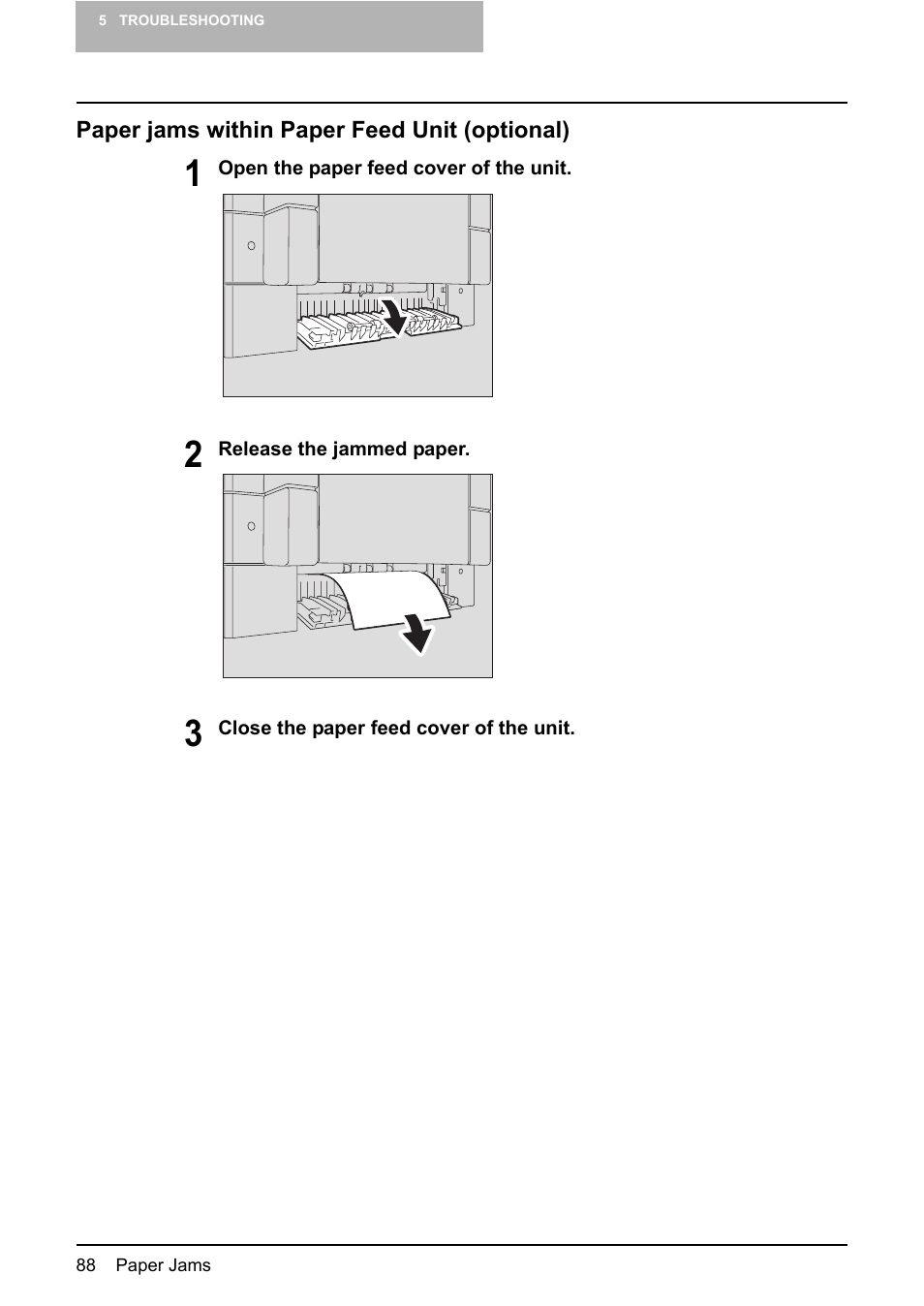 Paper jams within paper feed unit (optional), P.88) | Toshiba e-STUDIO166 User Manual | Page 90 / 116