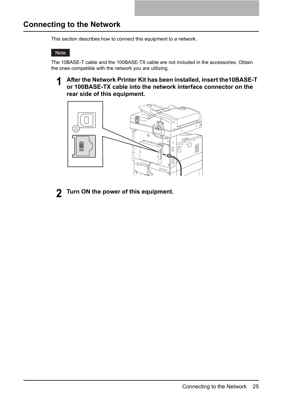 Connecting to the network | Toshiba E-STUDIO 165 User Manual | Page 25 / 62