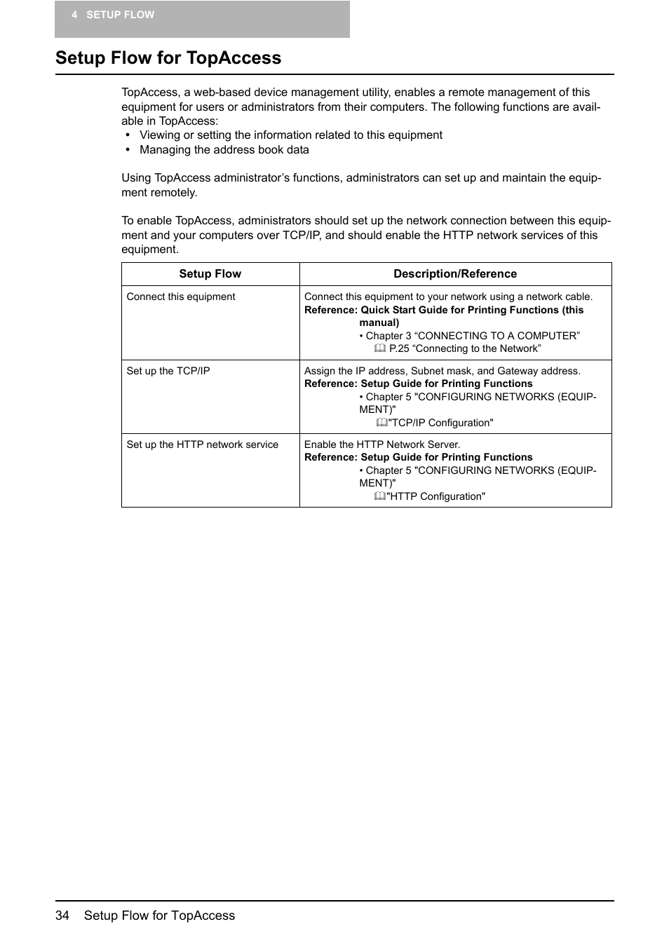 Setup flow for topaccess, P.34 “setup, Flow for topac- cess | Toshiba E-STUDIO 165 User Manual | Page 34 / 62
