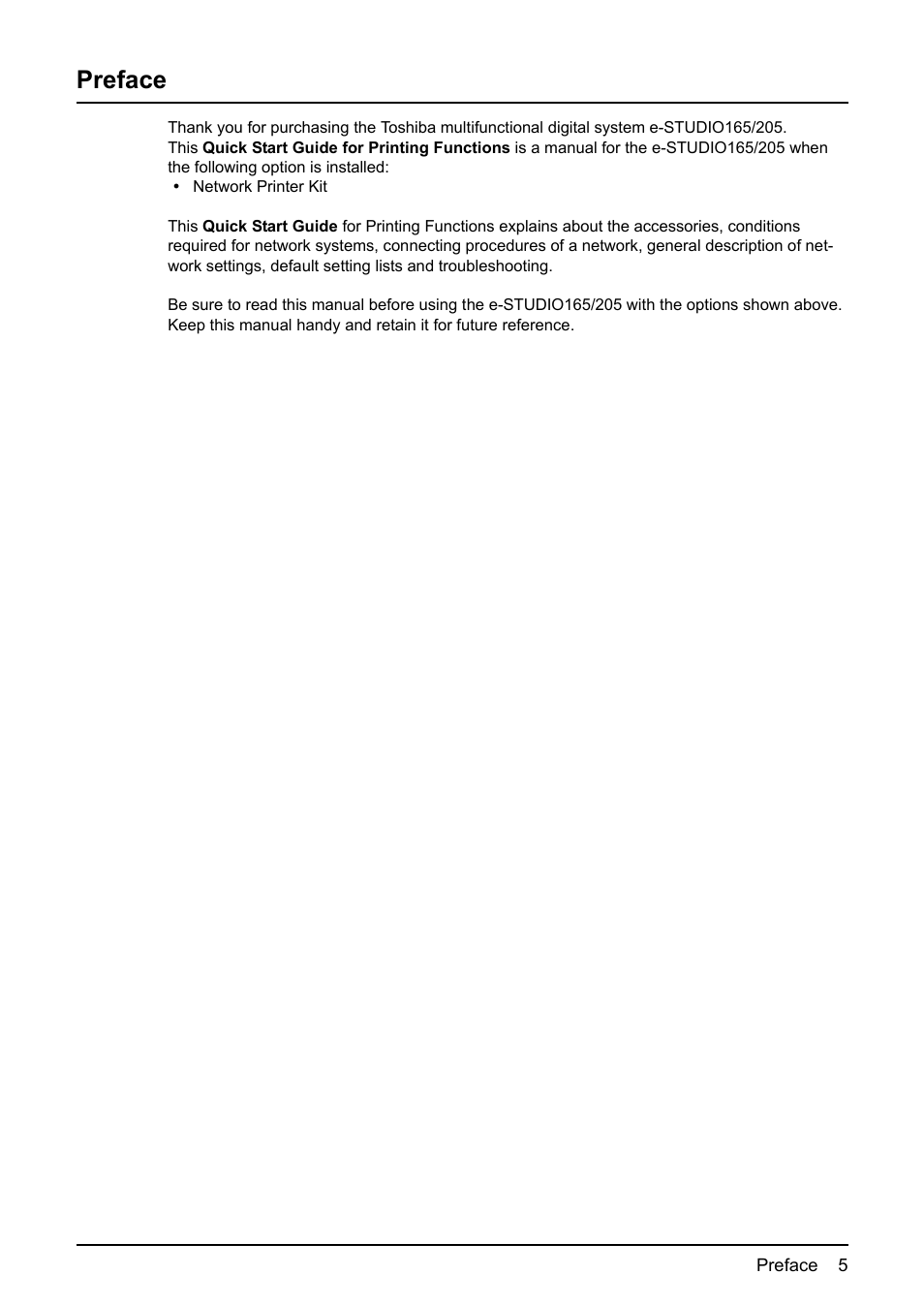 Preface | Toshiba E-STUDIO 165 User Manual | Page 5 / 62