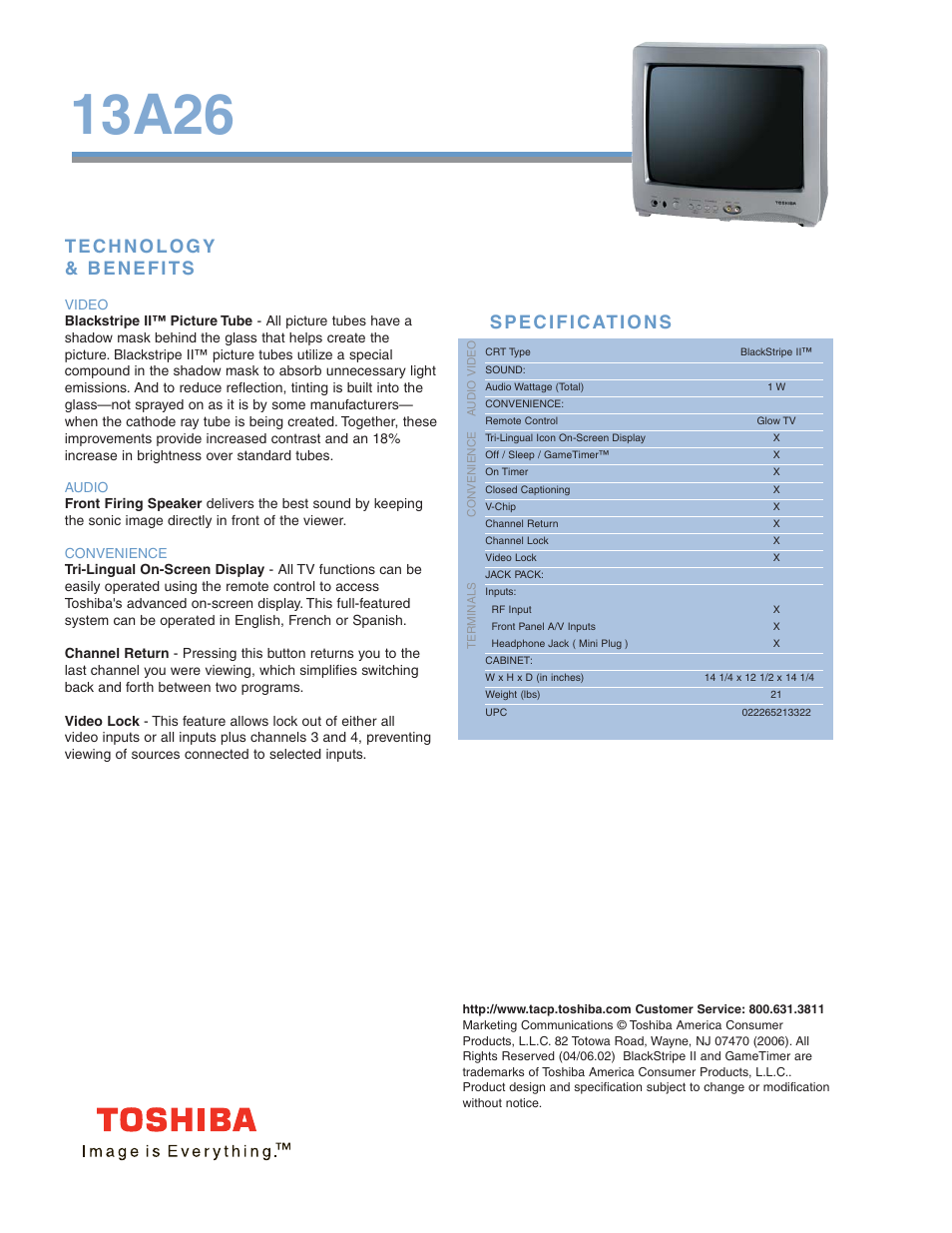 13a26 | Toshiba 13A26 User Manual | Page 2 / 2