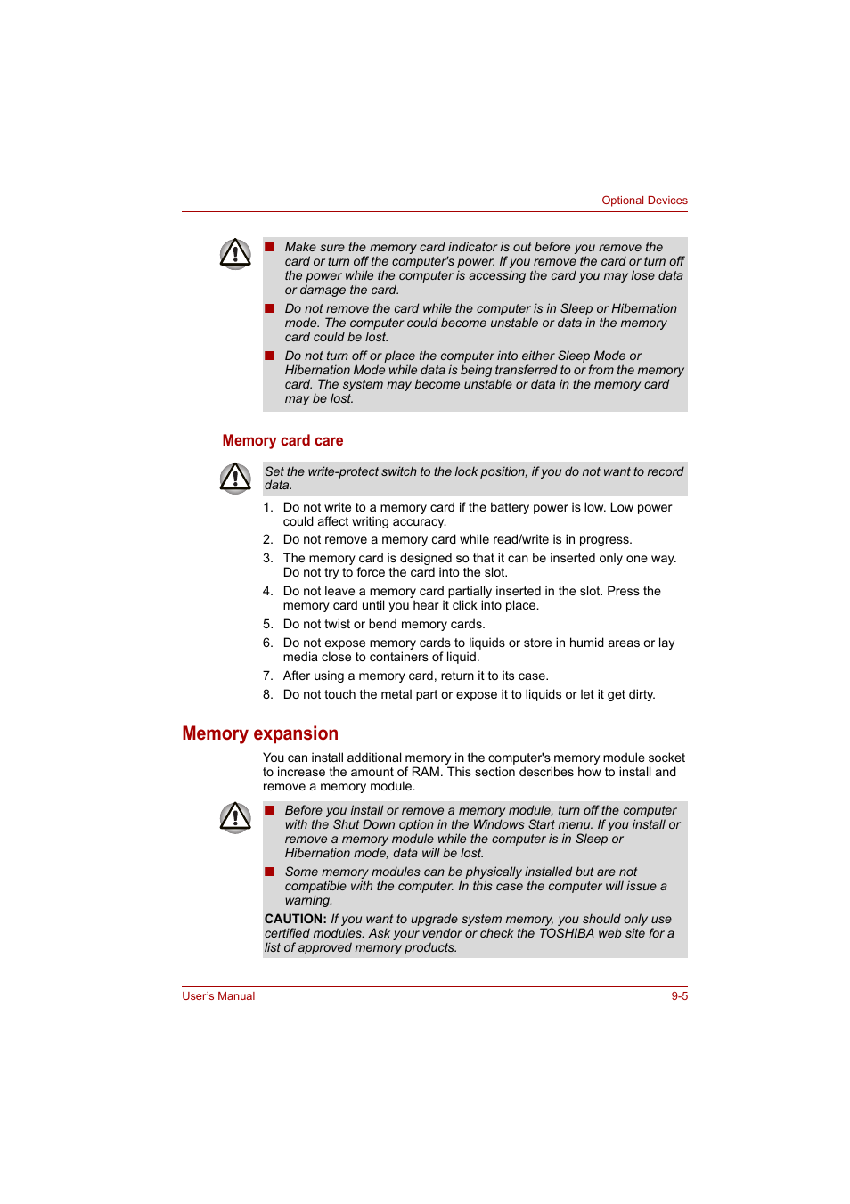 Memory expansion, Memory expansion -5 | Toshiba P200 Series User Manual | Page 126 / 183