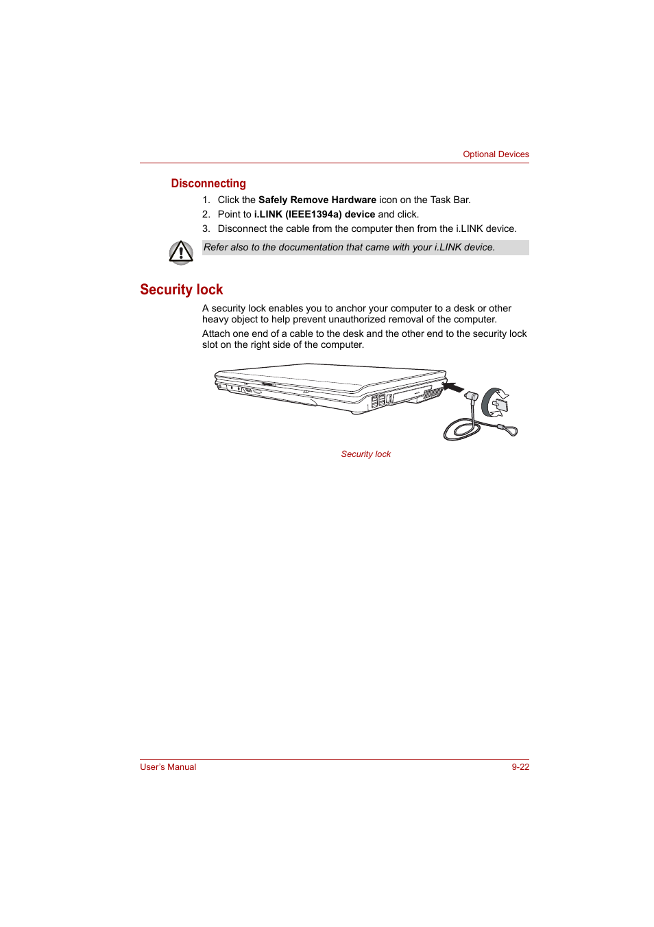 Security lock, Security lock -22 | Toshiba P200 Series User Manual | Page 143 / 183