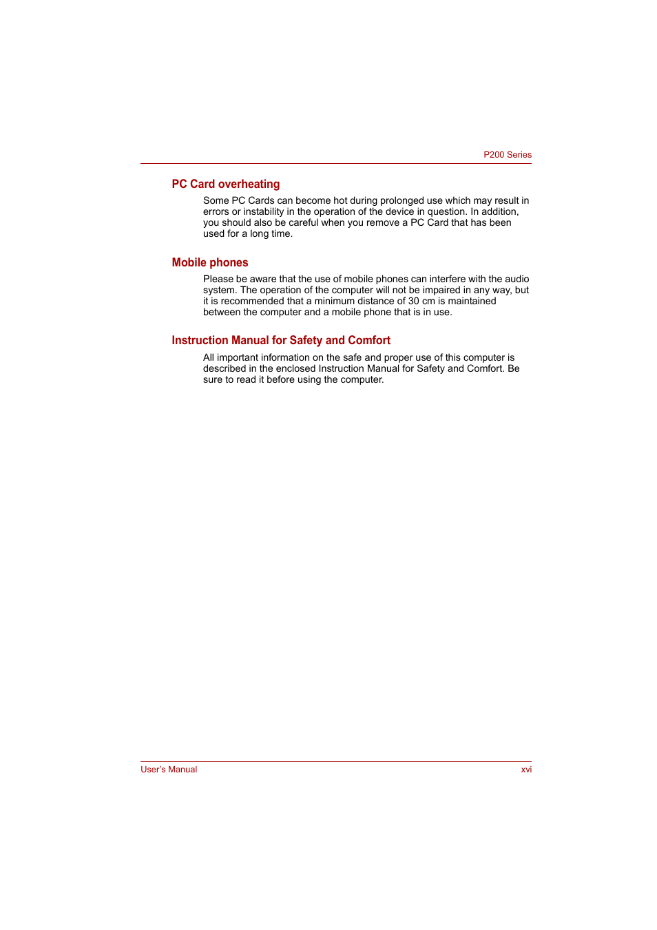 Toshiba P200 Series User Manual | Page 16 / 183