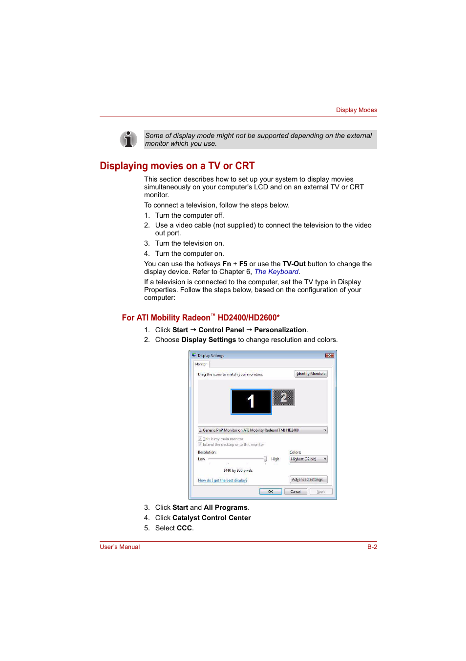 Displaying movies on a tv or crt | Toshiba P200 Series User Manual | Page 169 / 183