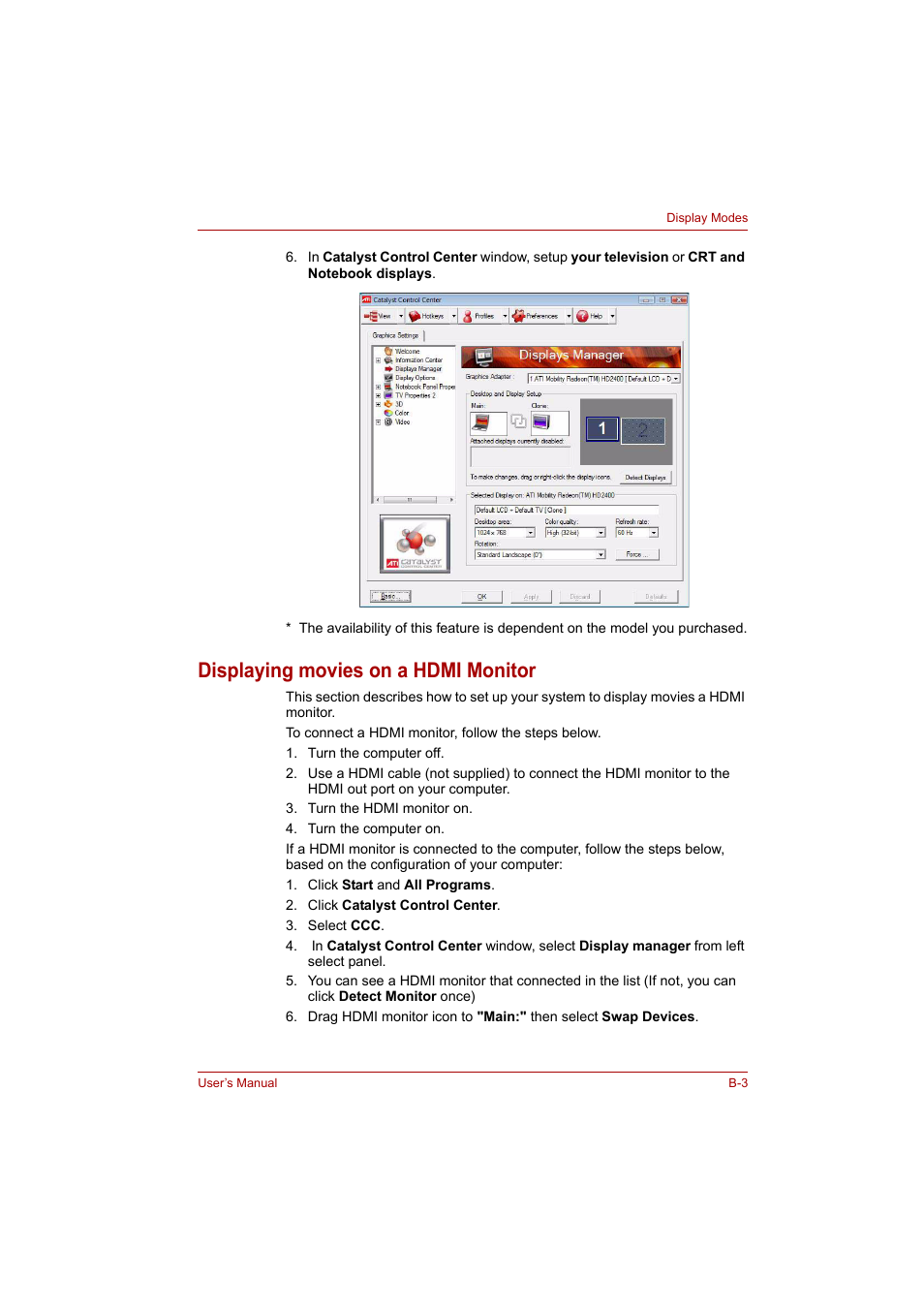 Displaying movies on a hdmi monitor | Toshiba P200 Series User Manual | Page 170 / 183