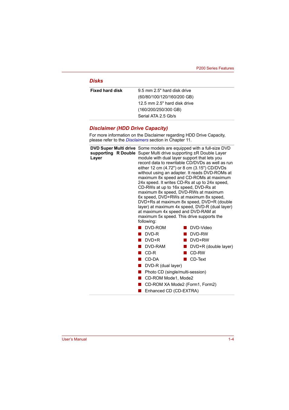 Toshiba P200 Series User Manual | Page 28 / 183