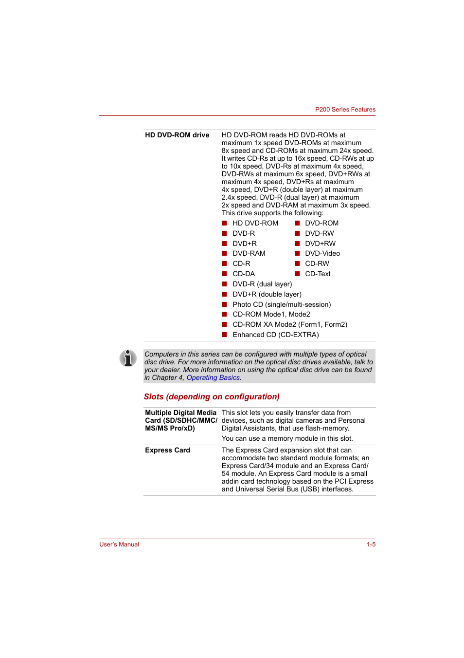 Toshiba P200 Series User Manual | Page 29 / 183