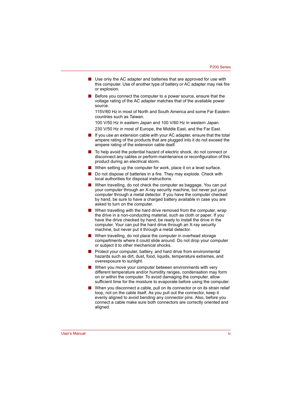 Toshiba P200 Series User Manual | Page 4 / 183