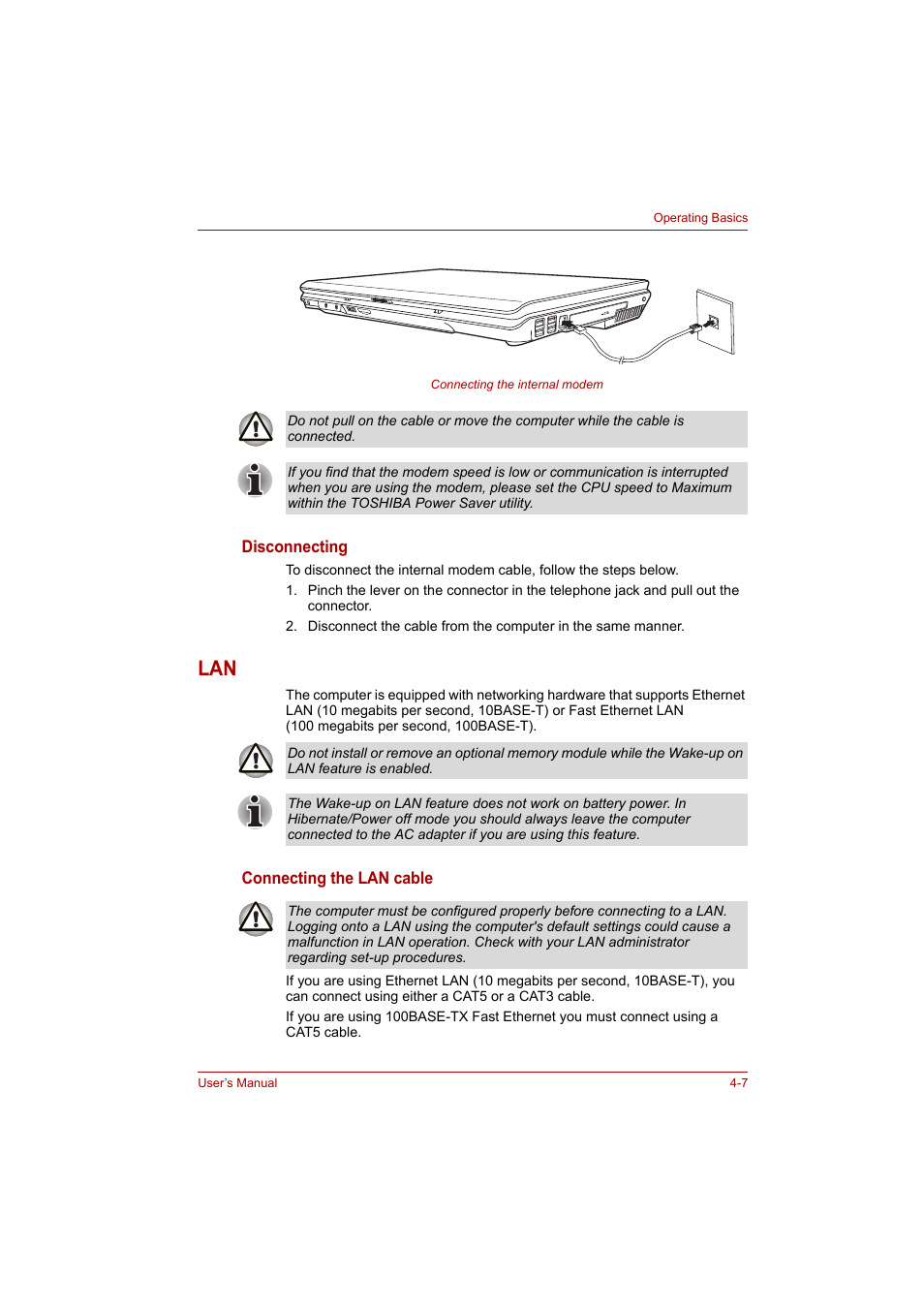 Lan -7 | Toshiba P200 Series User Manual | Page 64 / 183