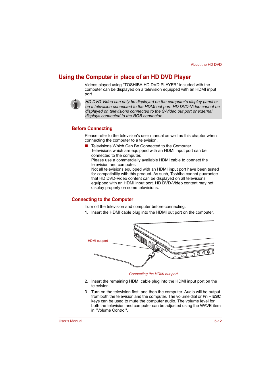 Using the computer in place of an hd dvd player | Toshiba P200 Series User Manual | Page 88 / 183