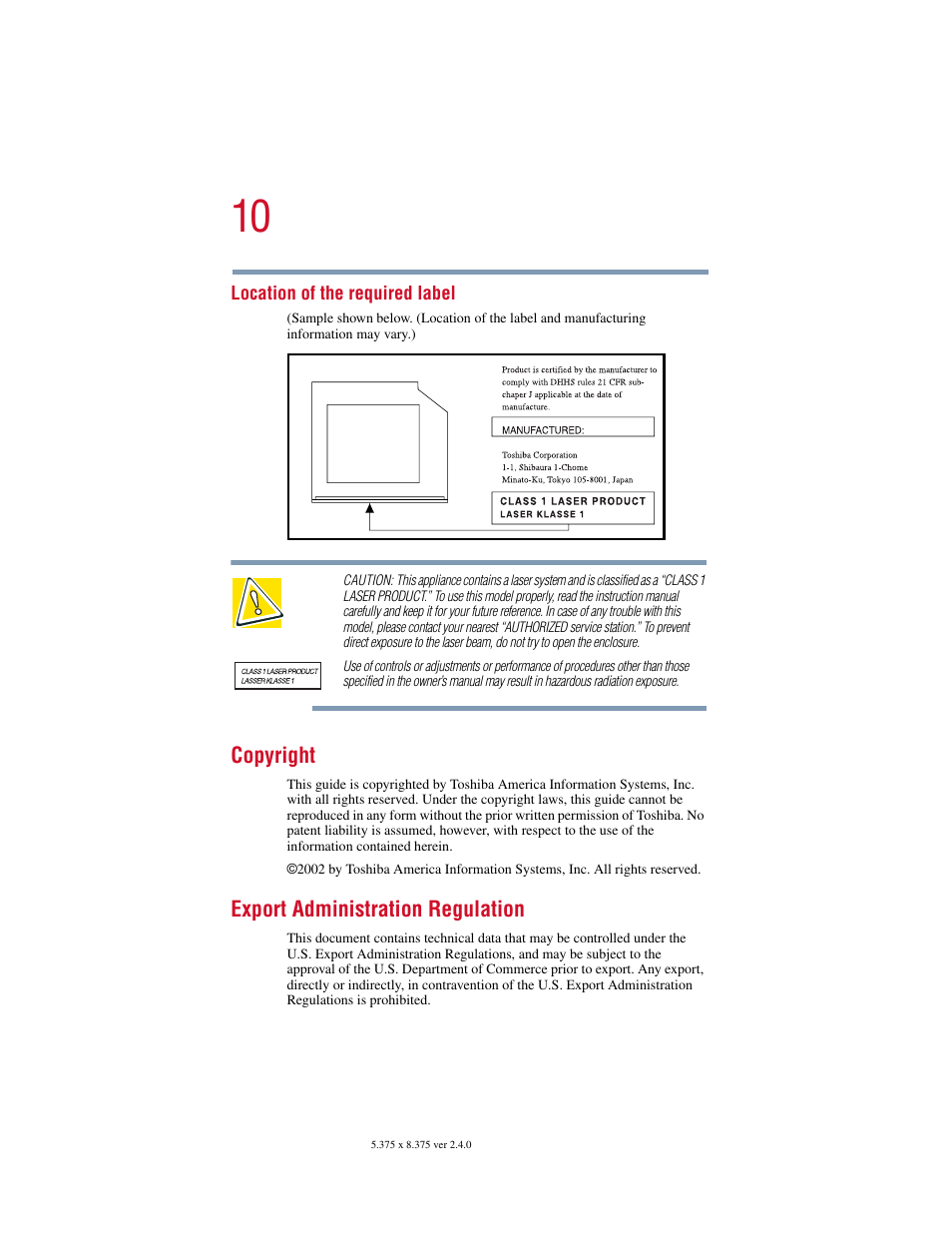 Toshiba Satellite 5205 Series User Manual | Page 10 / 312