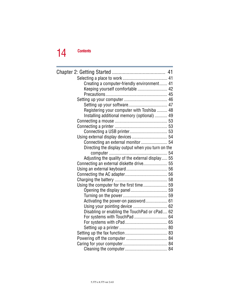 Toshiba Satellite 5205 Series User Manual | Page 14 / 312