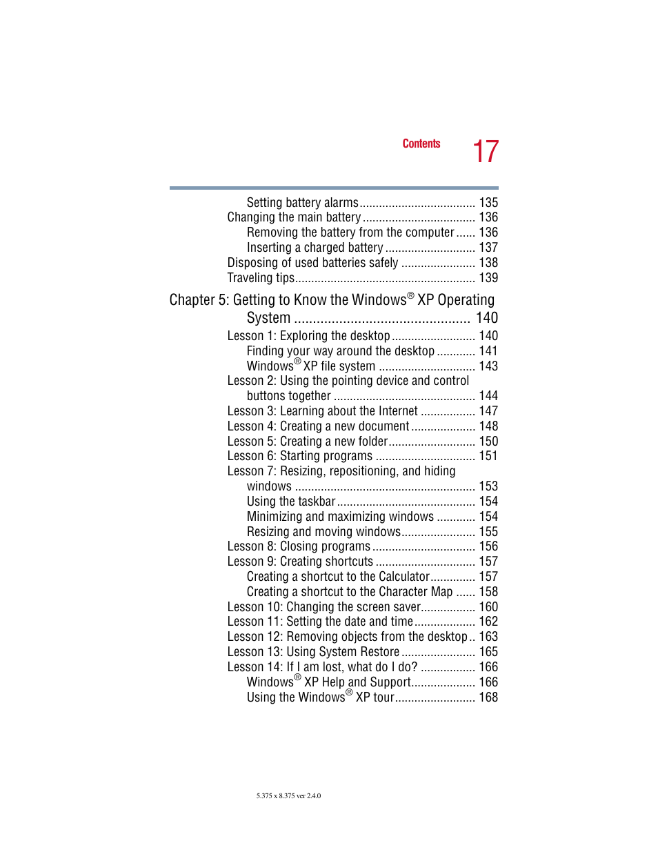 Toshiba Satellite 5205 Series User Manual | Page 17 / 312