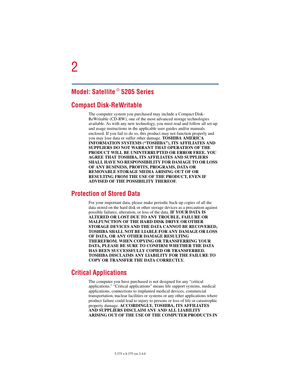 Toshiba Satellite 5205 Series User Manual | Page 2 / 312