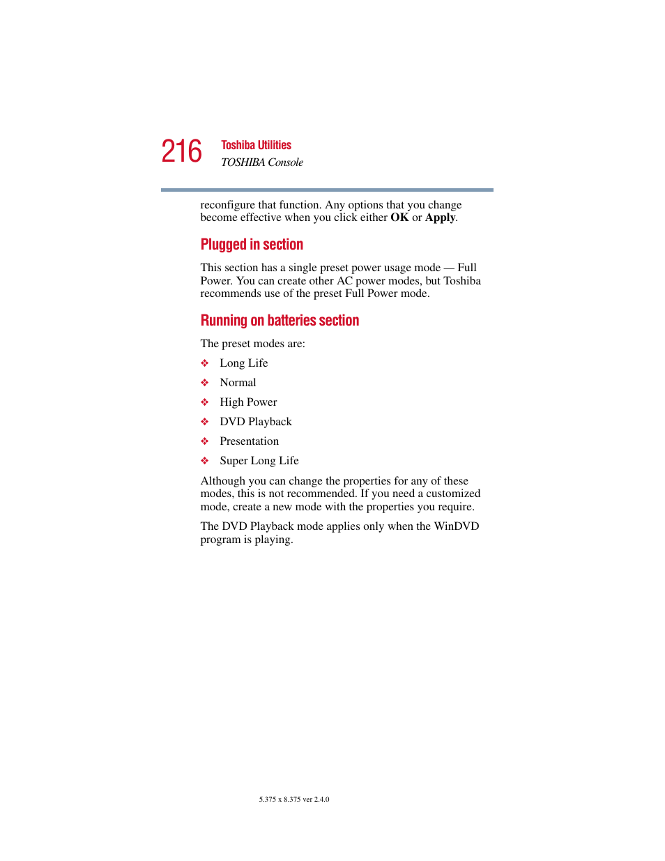 Toshiba Satellite 5205 Series User Manual | Page 216 / 312