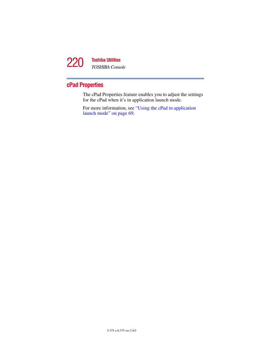 Cpad properties | Toshiba Satellite 5205 Series User Manual | Page 220 / 312