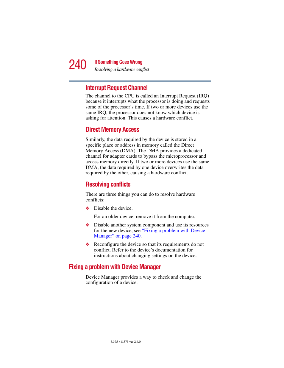 Fixing a problem with device manager | Toshiba Satellite 5205 Series User Manual | Page 240 / 312