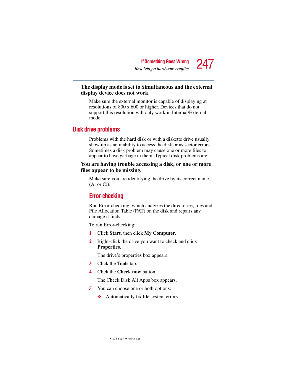 Disk drive problems | Toshiba Satellite 5205 Series User Manual | Page 247 / 312