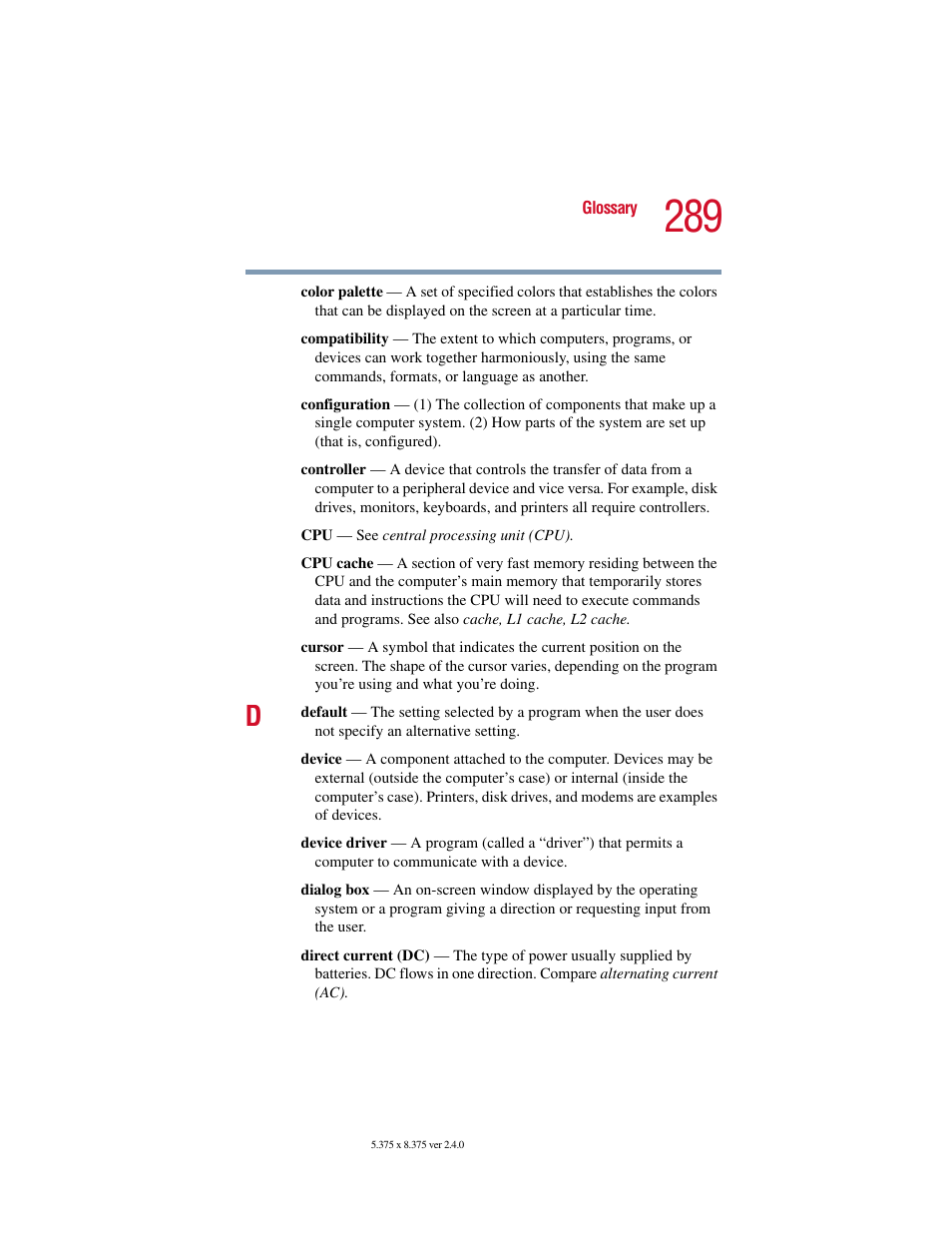 Toshiba Satellite 5205 Series User Manual | Page 289 / 312