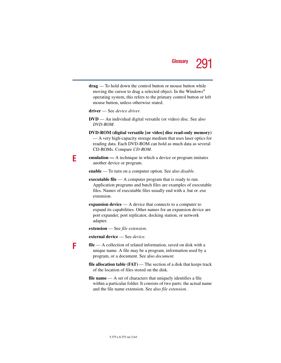 Toshiba Satellite 5205 Series User Manual | Page 291 / 312