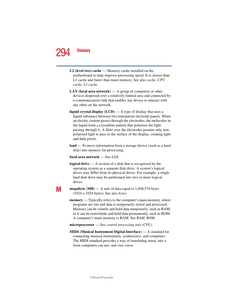 Toshiba Satellite 5205 Series User Manual | Page 294 / 312