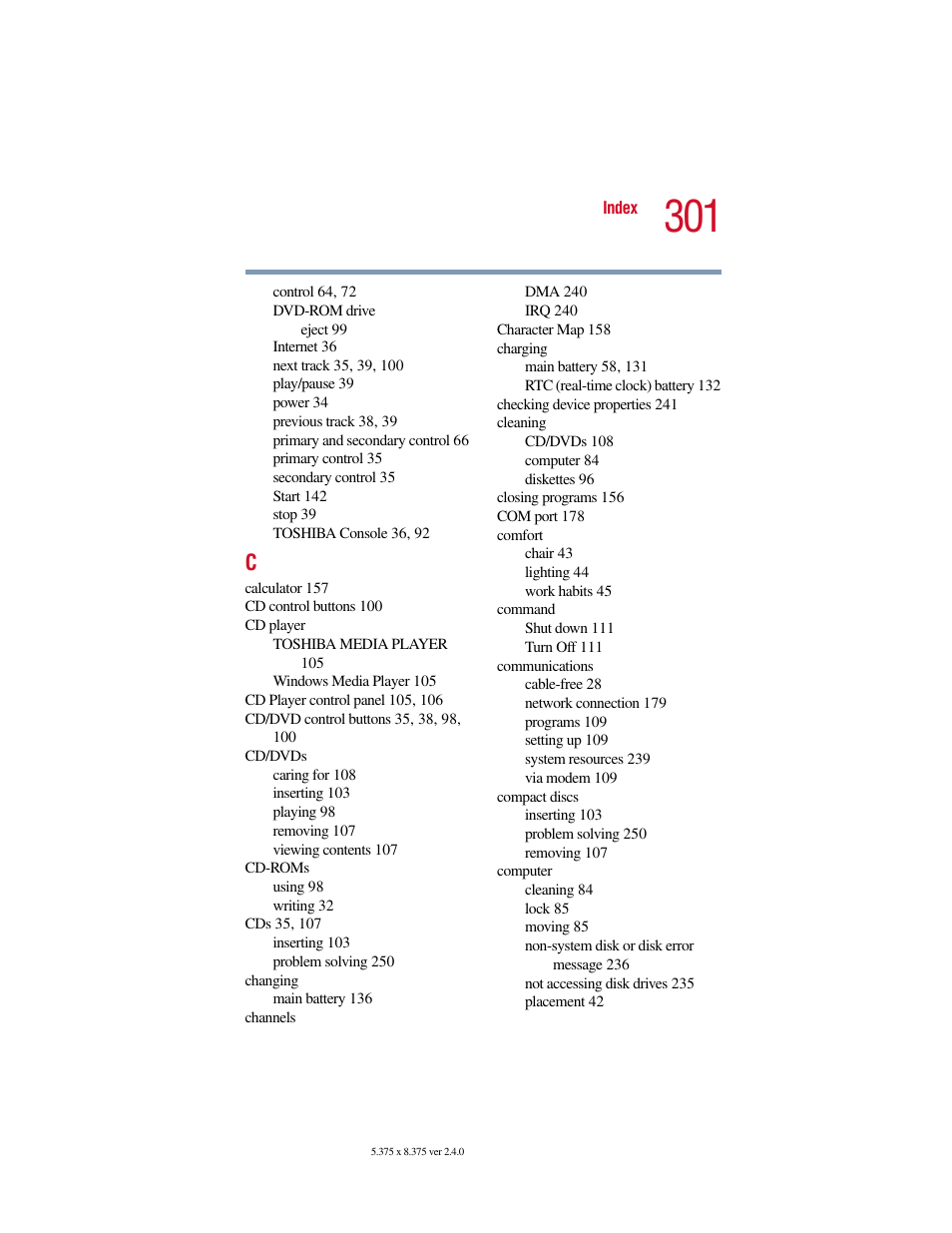 Toshiba Satellite 5205 Series User Manual | Page 301 / 312