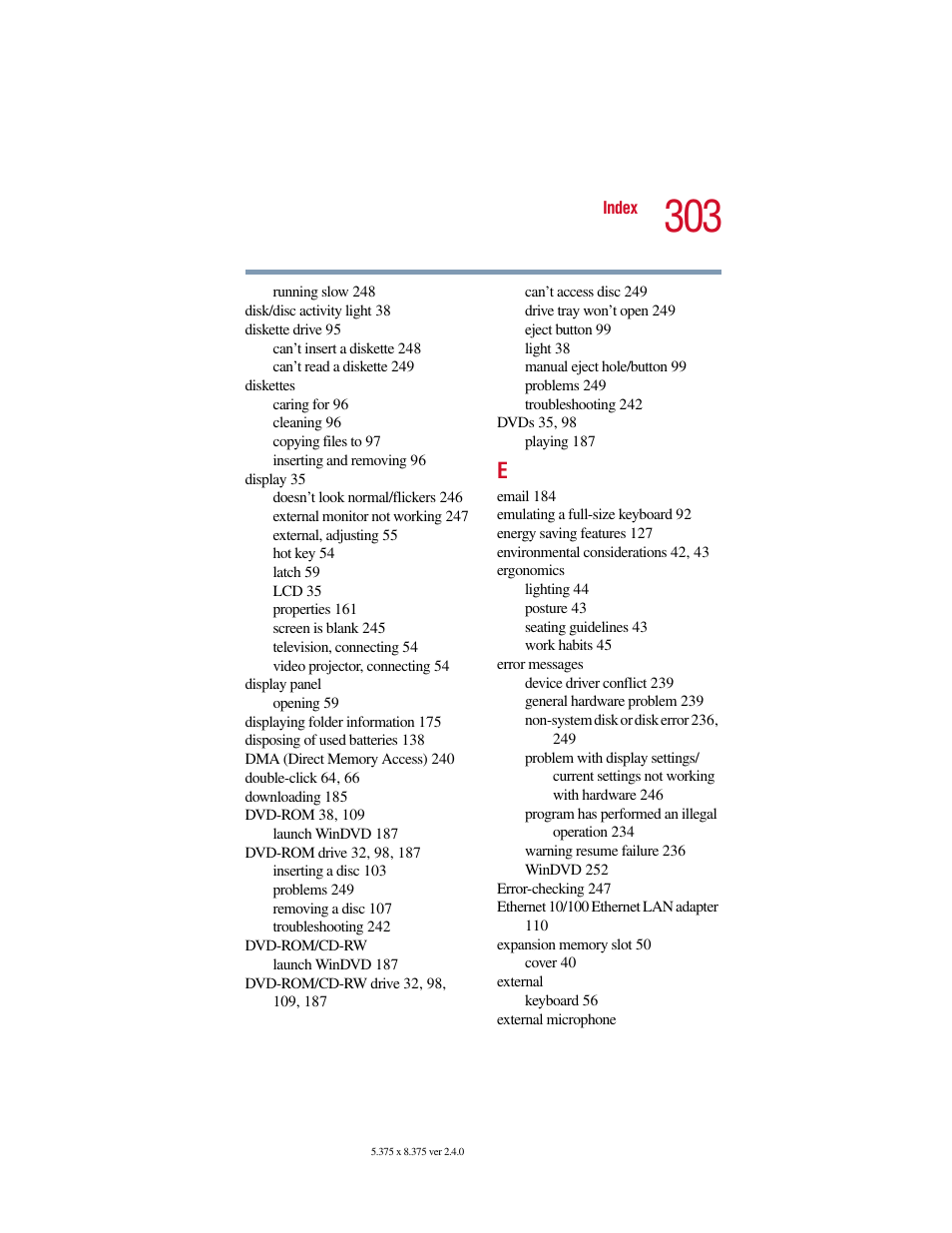 Toshiba Satellite 5205 Series User Manual | Page 303 / 312