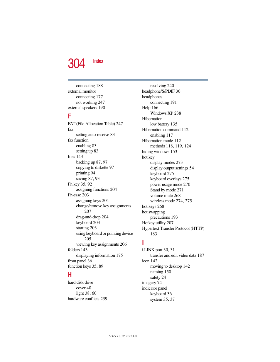 Toshiba Satellite 5205 Series User Manual | Page 304 / 312