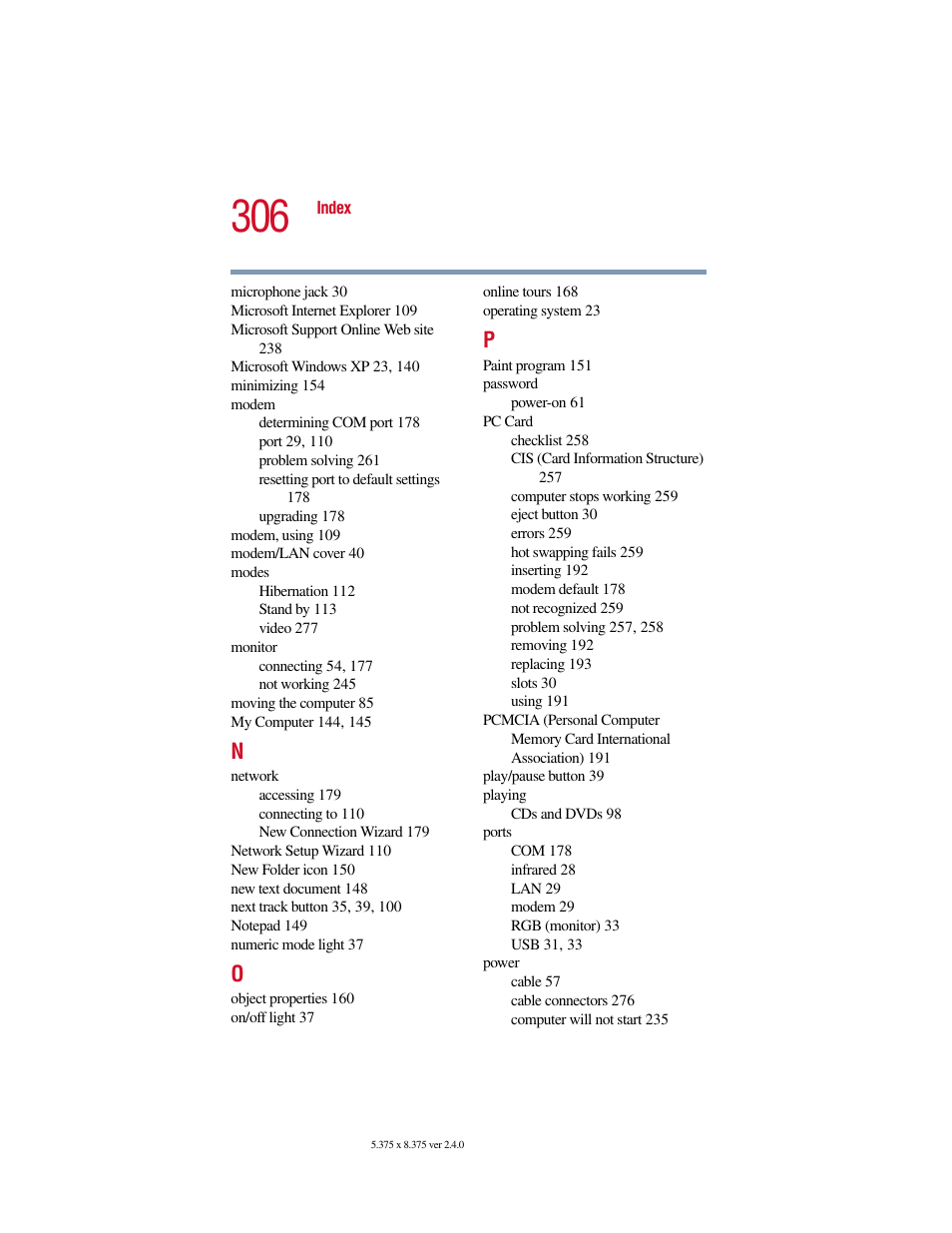 Toshiba Satellite 5205 Series User Manual | Page 306 / 312