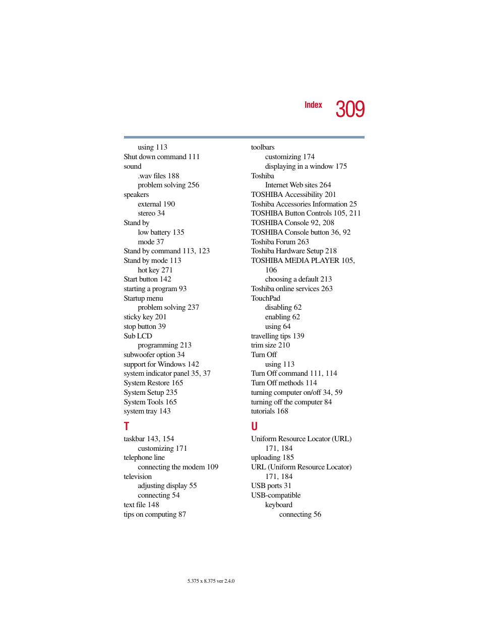 Toshiba Satellite 5205 Series User Manual | Page 309 / 312