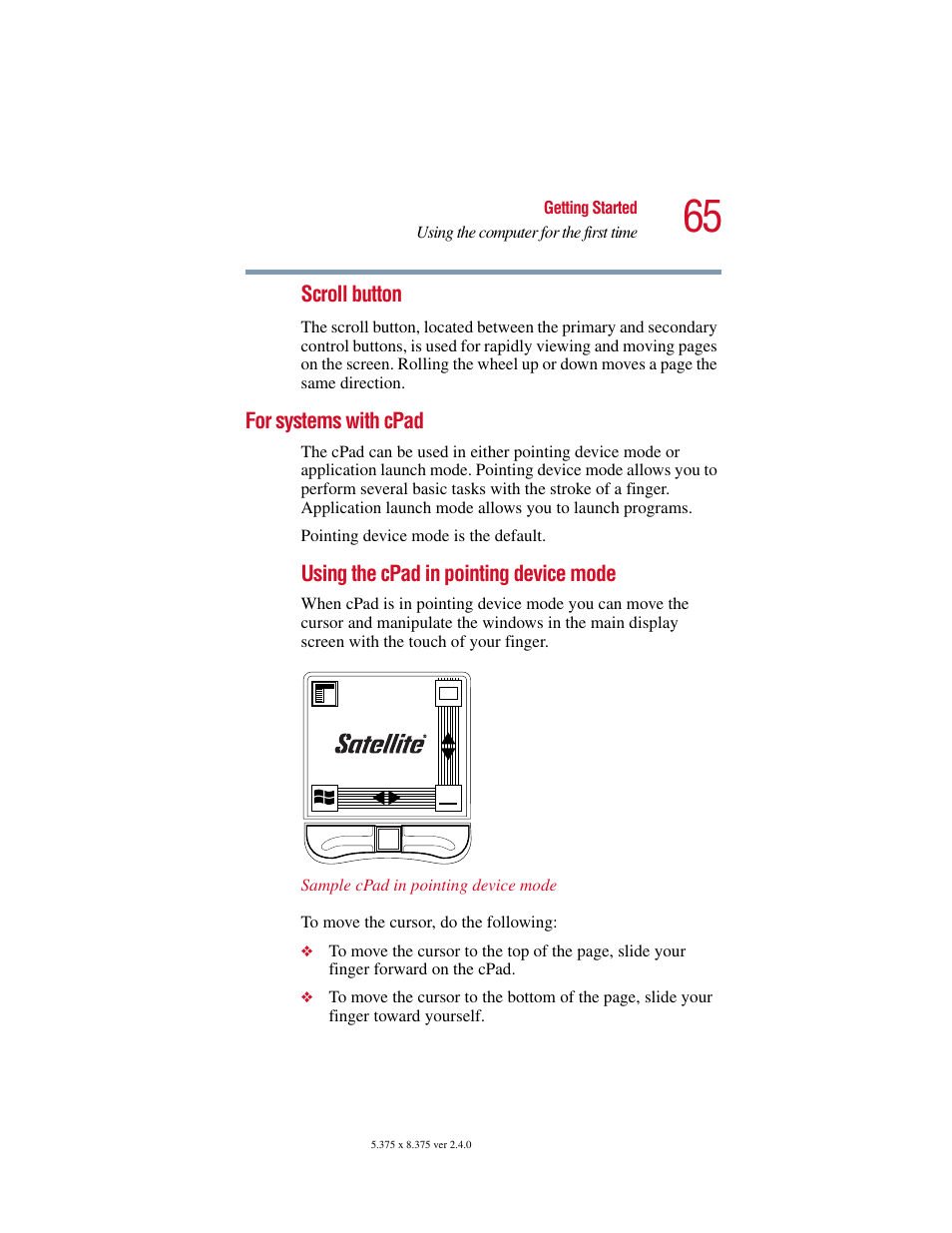 For systems with cpad | Toshiba Satellite 5205 Series User Manual | Page 65 / 312