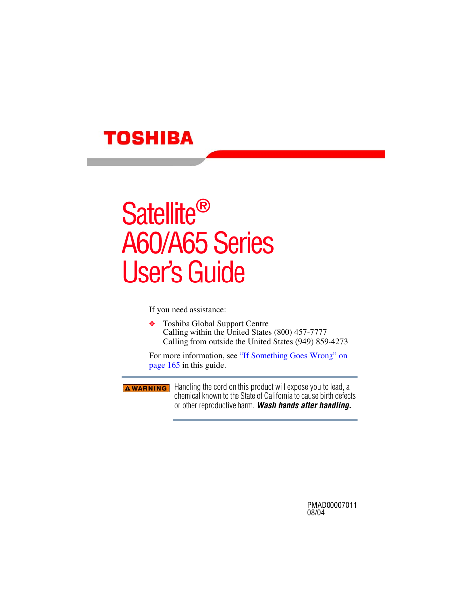 Toshiba SATELLITE A60 User Manual | 242 pages