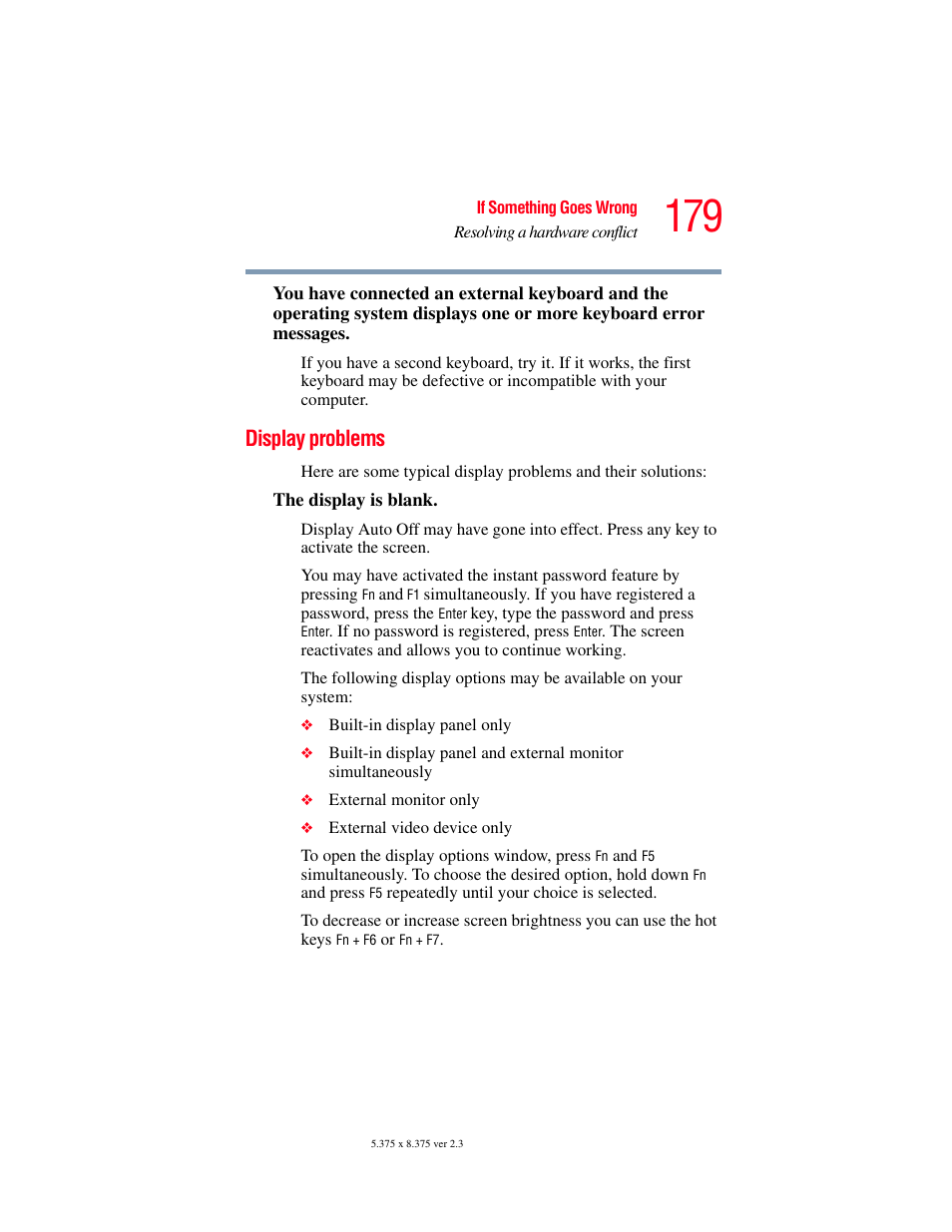 Display problems | Toshiba SATELLITE A60 User Manual | Page 179 / 242