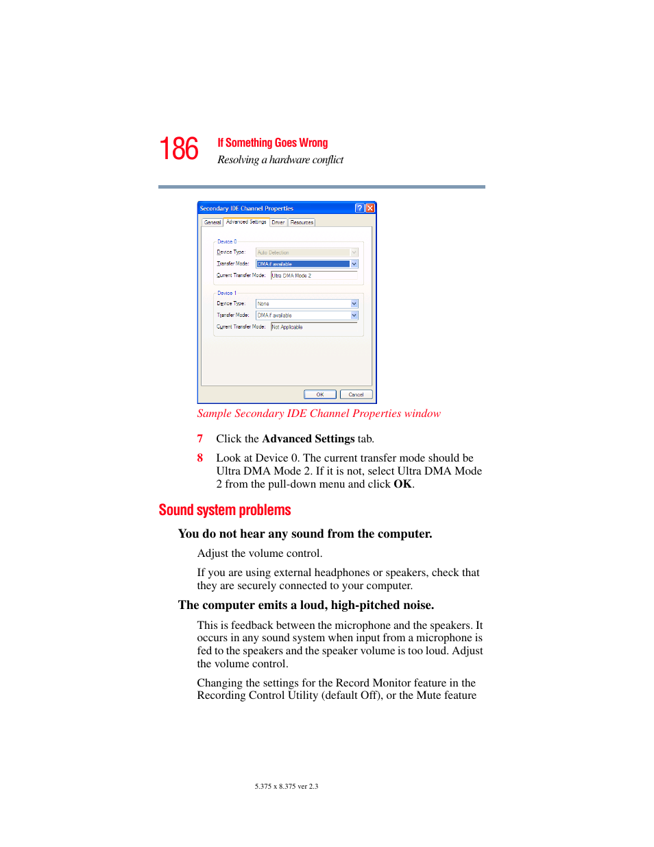 Sound system problems | Toshiba SATELLITE A60 User Manual | Page 186 / 242