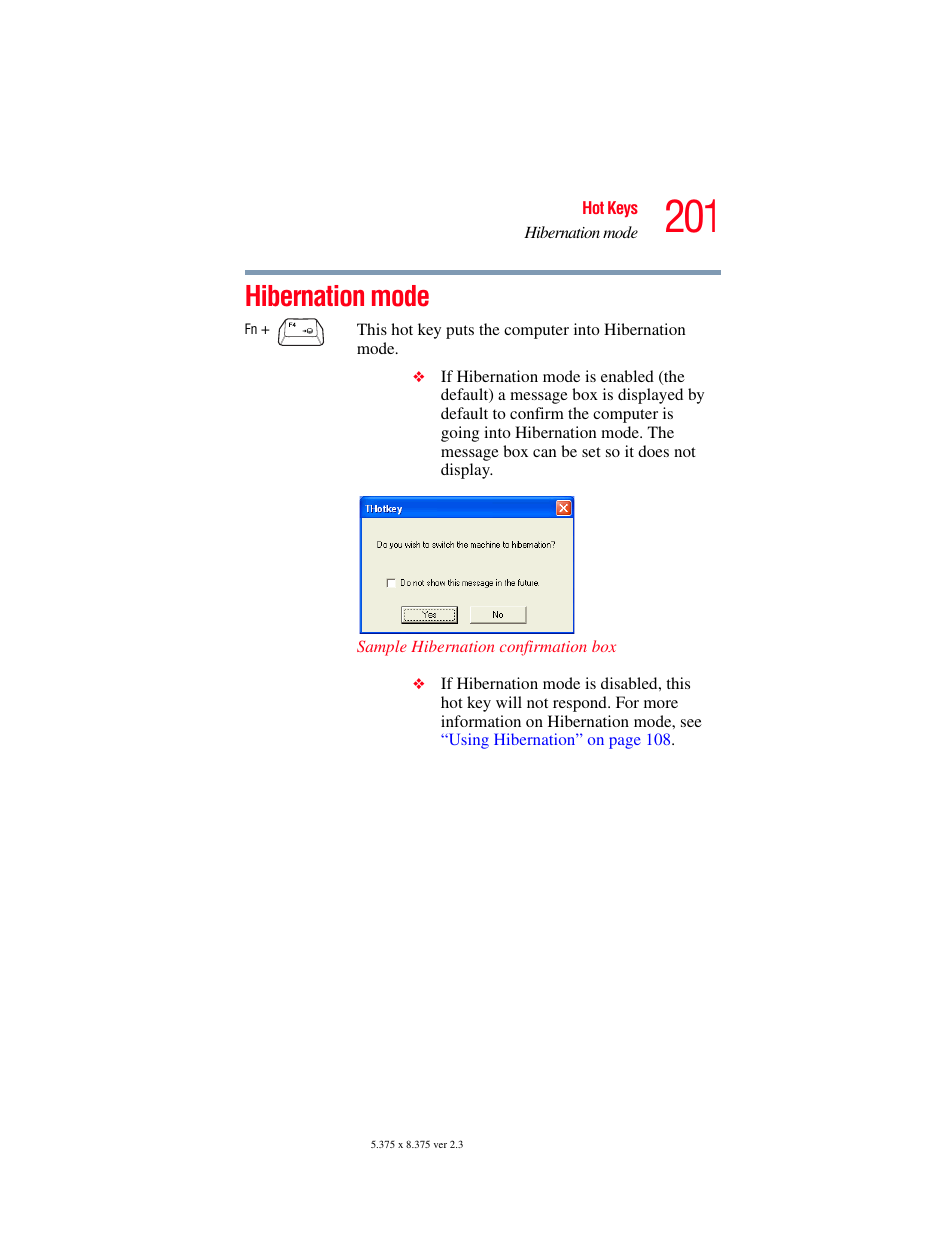 Hibernation mode | Toshiba SATELLITE A60 User Manual | Page 201 / 242