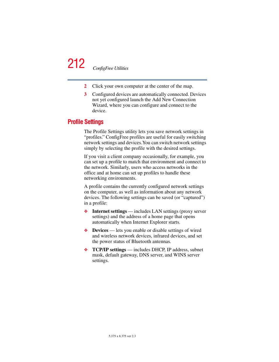 Profile settings | Toshiba SATELLITE A60 User Manual | Page 212 / 242