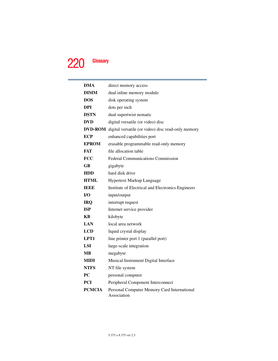 Toshiba SATELLITE A60 User Manual | Page 220 / 242