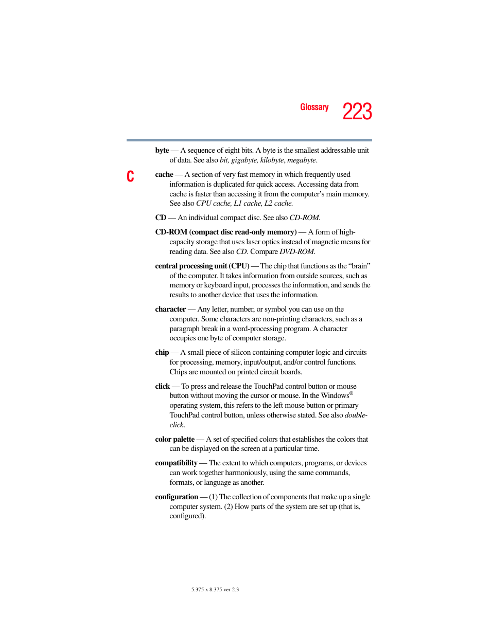 Toshiba SATELLITE A60 User Manual | Page 223 / 242