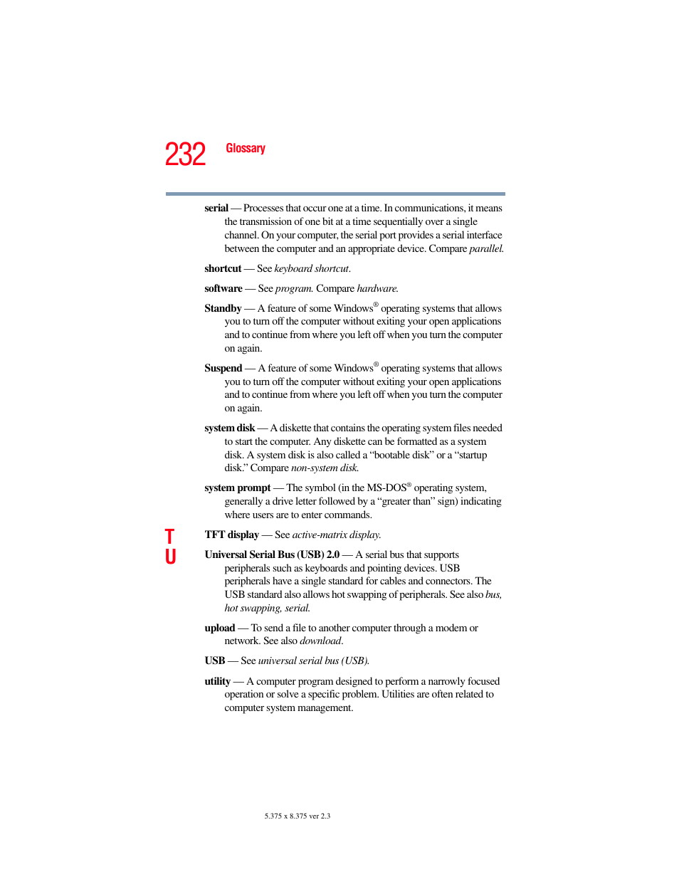 Toshiba SATELLITE A60 User Manual | Page 232 / 242