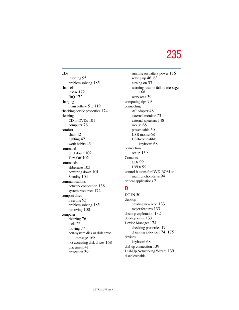 Toshiba SATELLITE A60 User Manual | Page 235 / 242