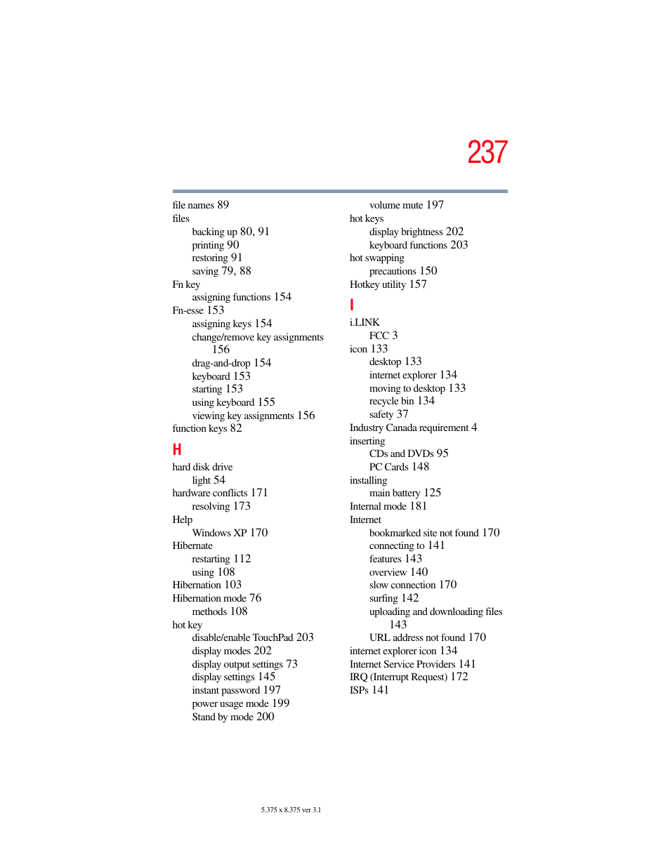 Toshiba SATELLITE A60 User Manual | Page 237 / 242