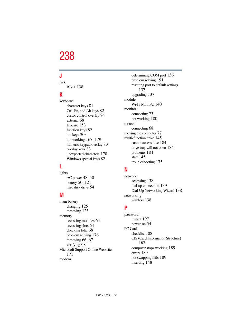 Toshiba SATELLITE A60 User Manual | Page 238 / 242
