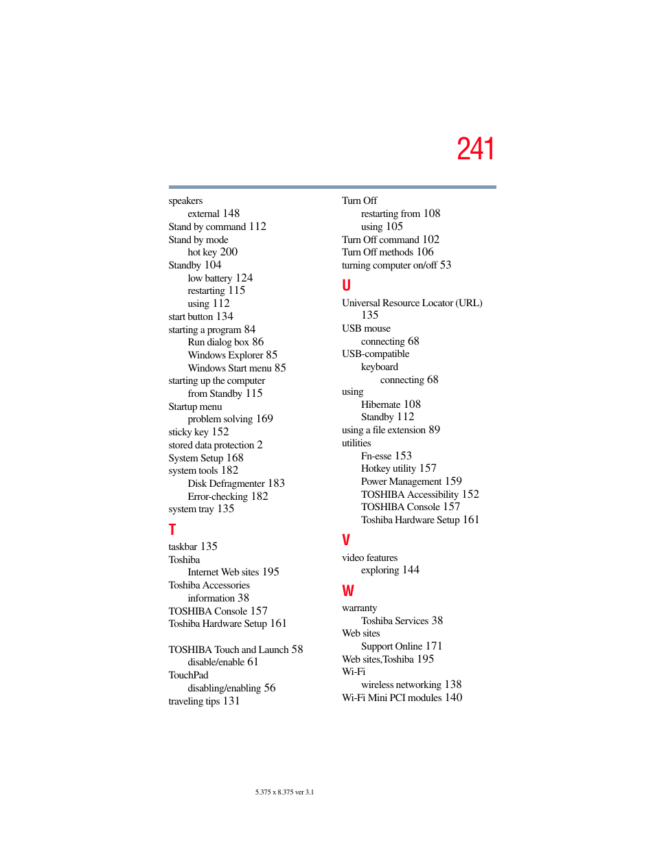 Toshiba SATELLITE A60 User Manual | Page 241 / 242