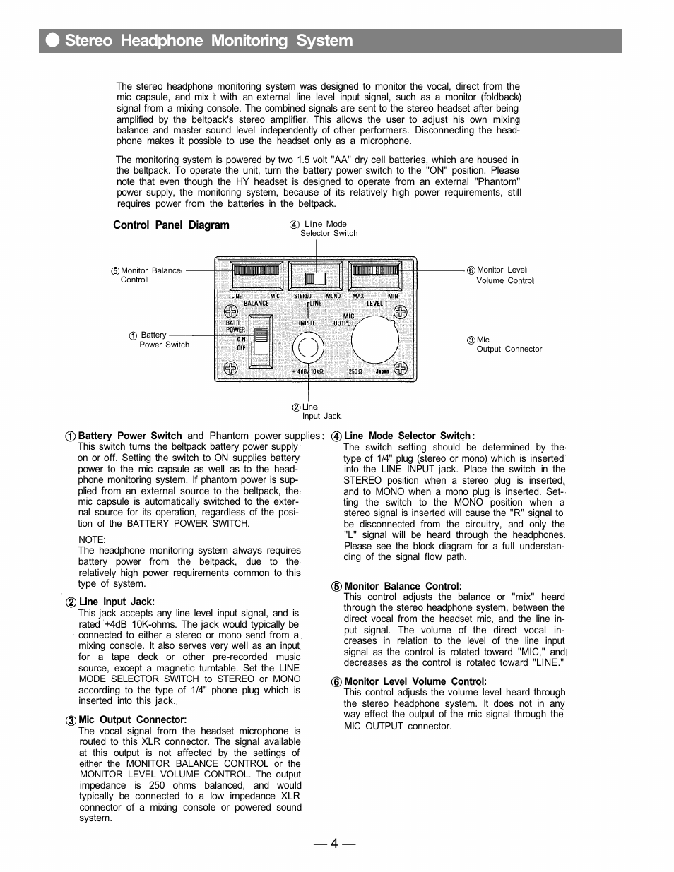 Stereo headphone monitoring system | Toshiba HY1 User Manual | Page 5 / 10