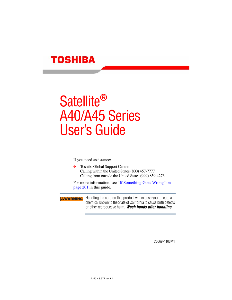 Toshiba A45 User Manual | 277 pages