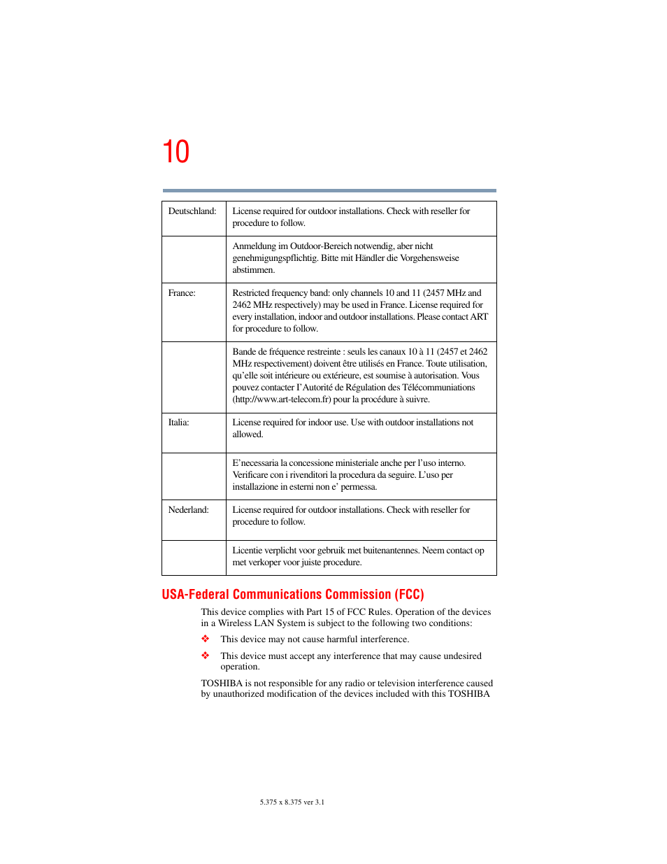 Toshiba A45 User Manual | Page 10 / 277