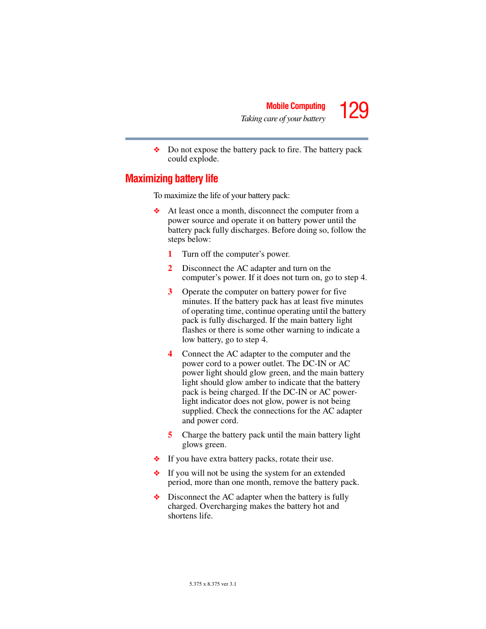 Maximizing battery life, Please see, Maximizing | Toshiba A45 User Manual | Page 129 / 277