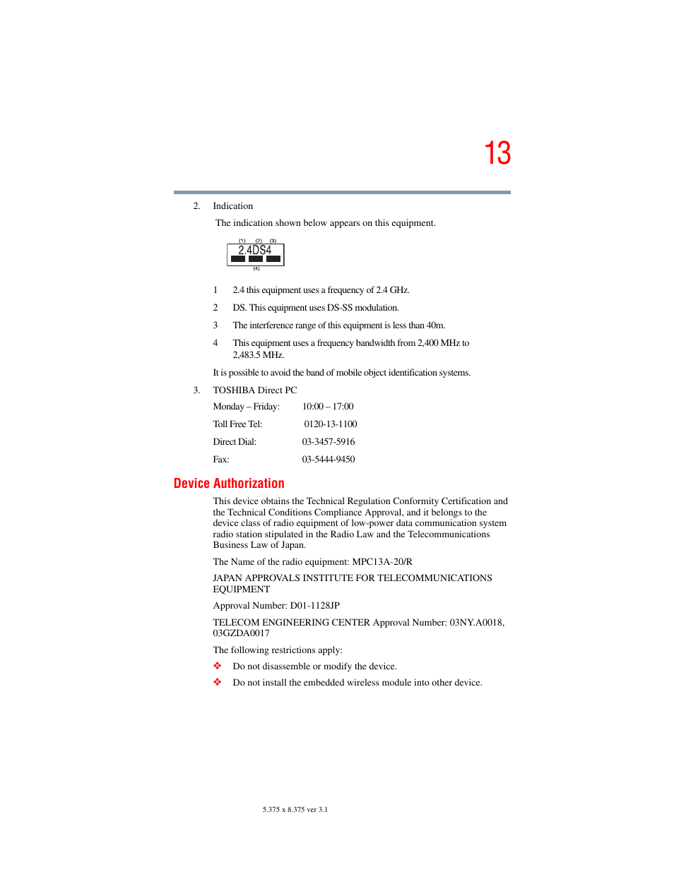 Toshiba A45 User Manual | Page 13 / 277