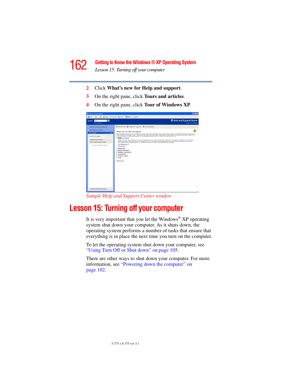 Lesson 15: turning off your computer | Toshiba A45 User Manual | Page 162 / 277